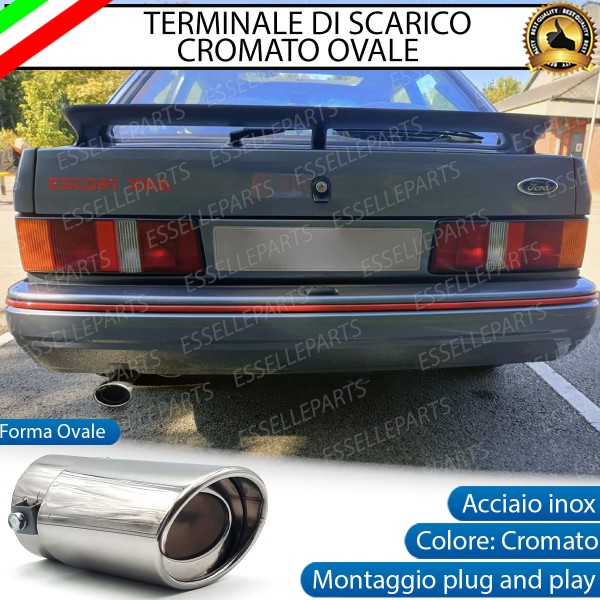 Terminale Di Scarico marmitta Finalino Cromato Per Ford Escort MK4 Inox Ovale
