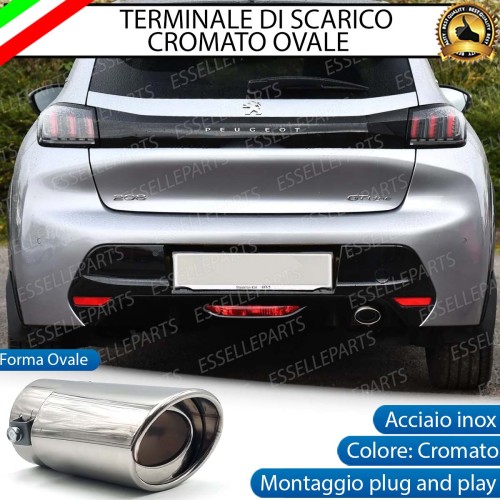 Terminale Di Scarico marmitta Finalino Cromato Per Peugeot 208 MK2 Inox Ovale