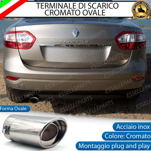 Terminale Di Scarico marmitta Finalino Cromato Per Renault Fluence Inox Ovale