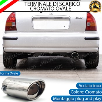 Terminale Di Scarico marmitta Finalino Cromato Per Honda Civic 5G Inox Ovale Terminale Di Scarico marmitta Finalino Cromato Per Honda Civic 5G Inox Ovale