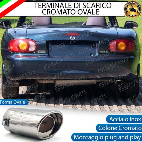 Terminale Di Scarico marmitta Finalino Cromato Per Mazda MX-5 MK2 Inox Ovale