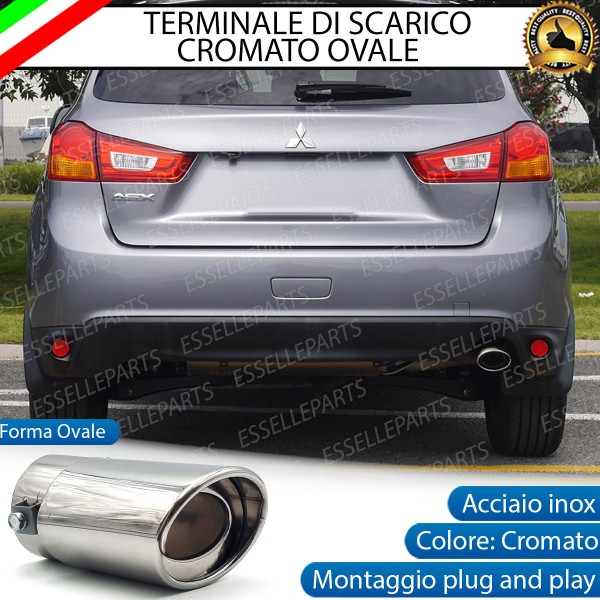 Terminale Di Scarico marmitta Finalino Cromato Per Mitsubishi ASX Inox Ovale