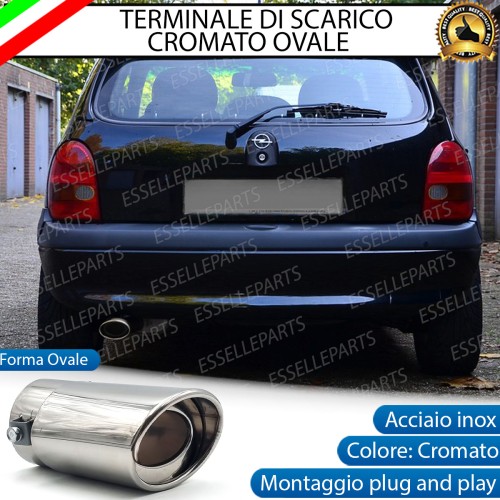 Terminale Di Scarico marmitta Finalino Cromato Per Opel Corsa B Inox Ovale