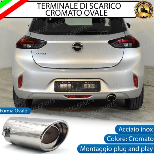 Terminale Di Scarico marmitta Finalino Cromato Per Opel Corsa F Inox Ovale
