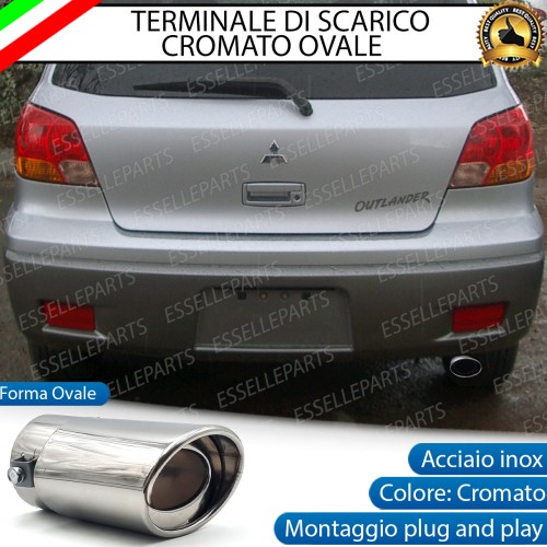 Terminale Di Scarico marmitta Finalino Cromato Per Mitsubishi Outlander MK1 Inox Ovale