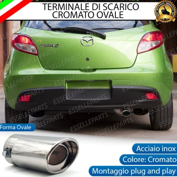 Terminale Di Scarico marmitta Finalino Cromato Per Mazda 2 MK2 Inox Ovale