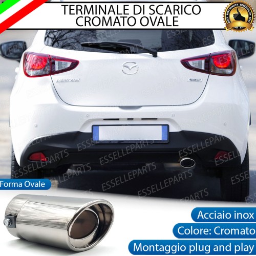Terminale Di Scarico marmitta Finalino Cromato Per Mazda 2 MK3 Inox Ovale