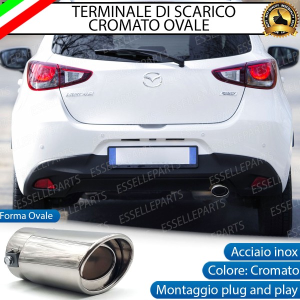 Terminale Di Scarico marmitta Finalino Cromato Per Mazda 2 MK3 Inox Ovale