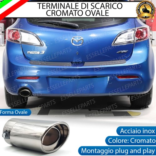 Terminale Di Scarico marmitta Finalino Cromato Per Mazda 3 MK2 Inox Ovale
