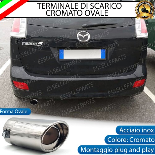 Terminale Di Scarico marmitta Finalino Cromato Per Mazda 5 MK1 Inox Ovale
