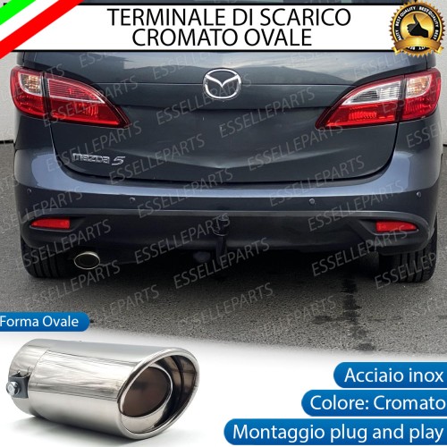 Terminale Di Scarico marmitta Finalino Cromato Per Mazda 5 MK2 Inox Ovale