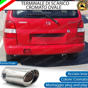 Terminale Di Scarico marmitta Finalino Cromato Per Mazda Demio Inox Ovale