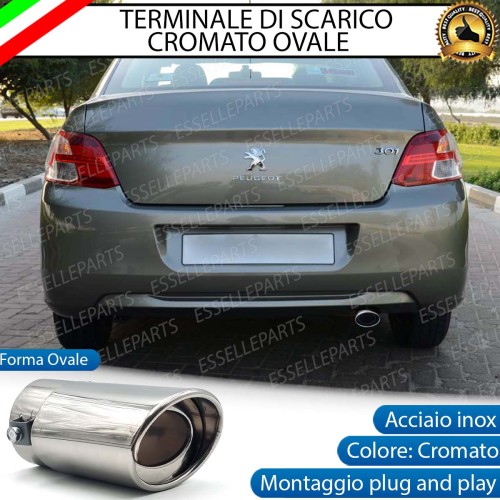 Terminale Di Scarico marmitta Finalino Cromato Per Peugeot 301 Inox Ovale