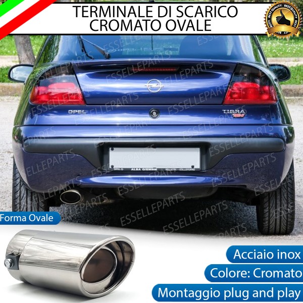 Terminale Di Scarico marmitta Finalino Cromato Per Opel Tigra Inox Ovale