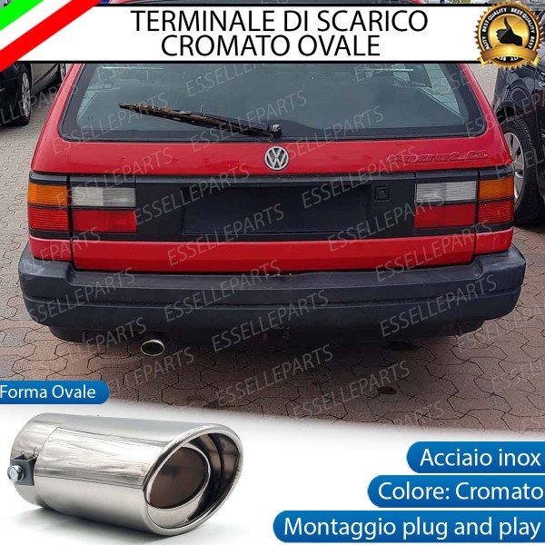 Terminale Di Scarico marmitta Finalino Cromato Per Volkswagen Passat B3 Inox Ovale
