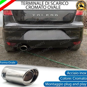 Terminale Di Scarico marmitta Finalino Cromato Per Seat Toledo 3 Inox Ovale