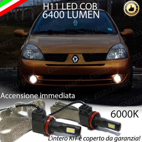 Kit Full LED Fendinebbia H11 6400 Lumen 6000K bianco RENAULT CLIO 2 RESTYLING