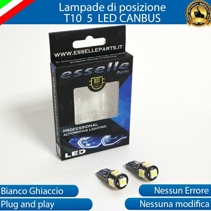 LAMPADINE LED LUCI POSIZIONE TARGA INTERNI AUTO T10 5 SMD W5W 'BLU