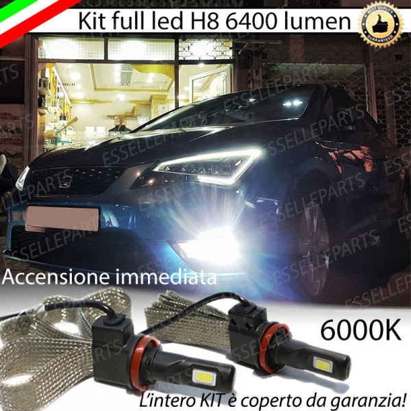 Kit Full LED H8 6400 Lumen 6000K bianco Fendinebbia SEAT Leon 3 5F Restyling