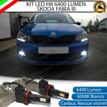 Kit Full LED H8 6400 Lumen 6000K bianco Fendinebbia SKODA Fabia 3 Pre-Restyling