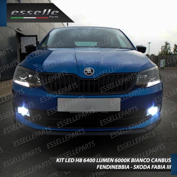 Kit Full LED H8 6400 Lumen 6000K bianco Fendinebbia SKODA Fabia 3 Pre-Restyling