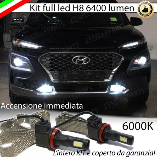 Kit Full LED H8 6400 Lumen 6000K bianco Fendinebbia HYUNDAI Kona Pre-Restyling