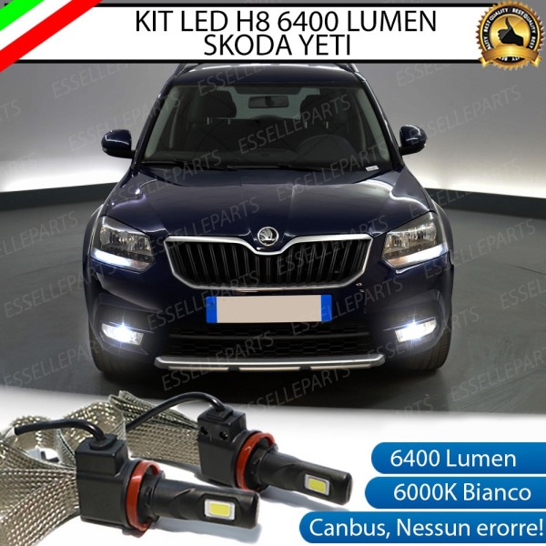 Kit Full LED H8 6400 Lumen 6000K bianco Fendinebbia SKODA YETI RESTYLING