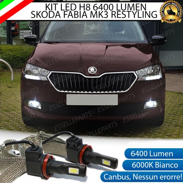 Kit Full LED H8 Fendinebbia 6400 Lumen 6000K bianco SKODA Fabia 3 Restyling