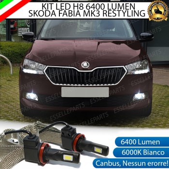 Kit Full LED H8 Fendinebbia 6400 Lumen 6000K bianco SKODA Fabia 3 Restyling