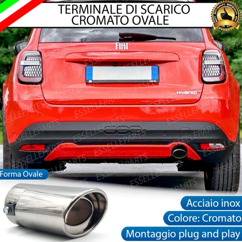 Terminale Di Scarico marmitta Finalino Cromato Per Fiat 600 Inox Ovale