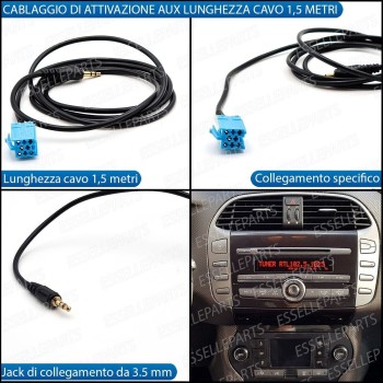 Cavo Aux + Bluetooth Stereo Specifico per Fiat Bravo II Retrofit MP3