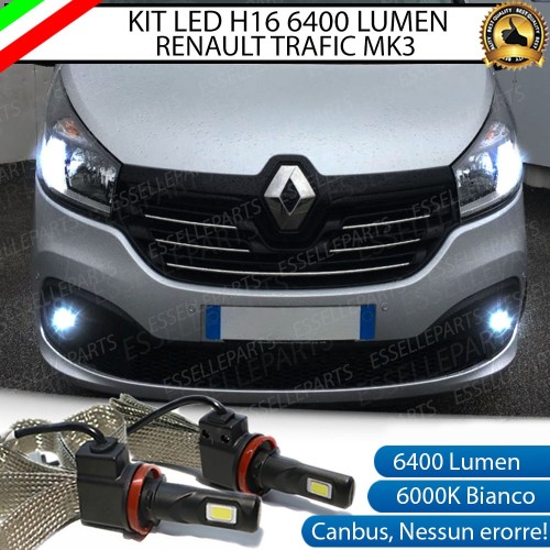 Kit Full LED H16 Fendinebbia 6400 Lumen 6000K Renault Trafic 3 Con luci di svolta