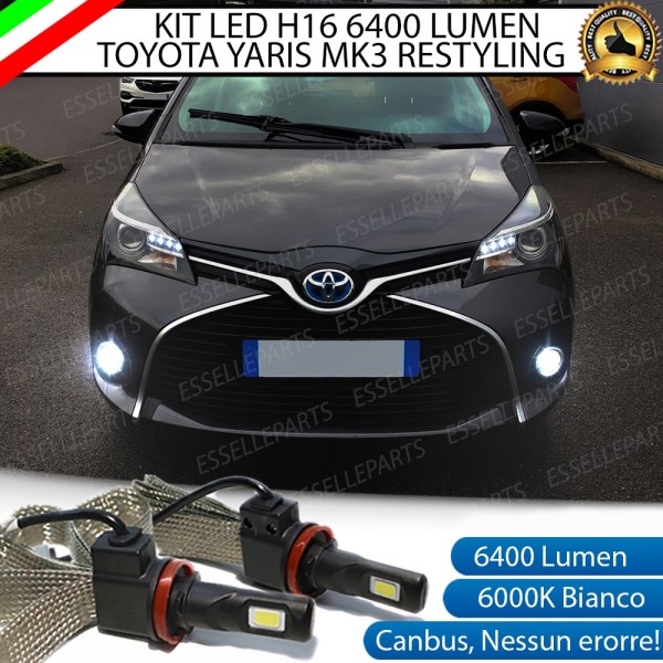 Kit Full LED H16 Per Toyota Yaris MK3 Restyling Da 2014 Fendinebbia 6400 Lumen 6000K