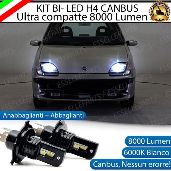 Kit Full LED H4 8000 Lumen 6000K Bianco Ghiaccio Per FIAT SEICENTO