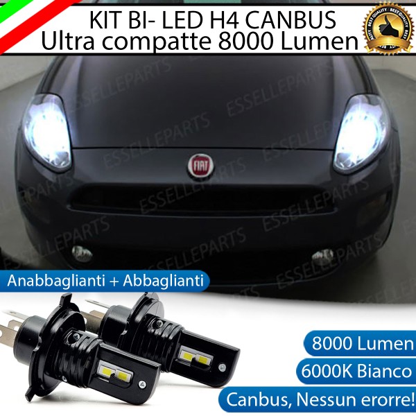 Kit Full LED H4 8000 Lumen 6000K Bianco Ghiaccio Per PUNTO EVO ABARTH