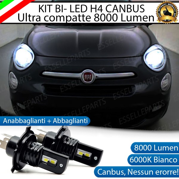 Kit Full LED H4 CANBUS 8000 Lumen 6000K Bianco Ghiaccio Per FIAT 500X
