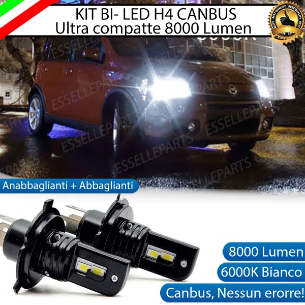 Kit Full LED H4 8000 Lumen 6000K Bianco Ghiaccio Per FIAT PANDA 169