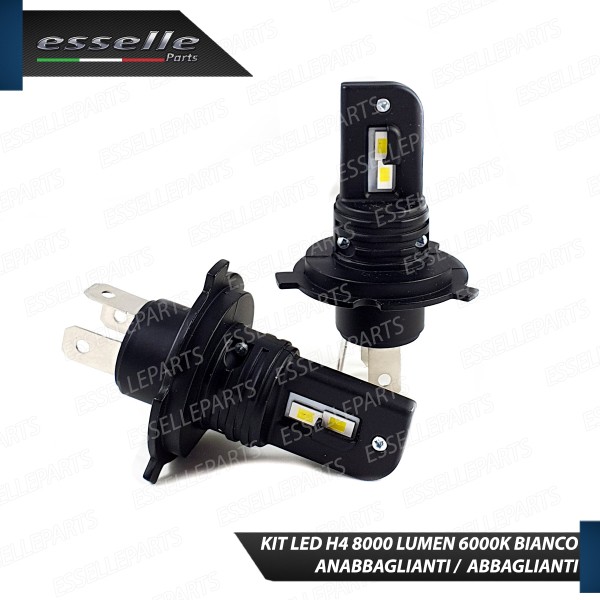 Kit Full LED H4 CANBUS 8000 Lumen 6000K Bianco Ghiaccio Per FIAT QUBO