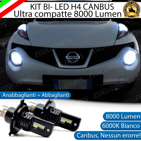 Kit Full LED H4 8000 Lumen 6000K Bianco Per Nissan Juke fino al 2013