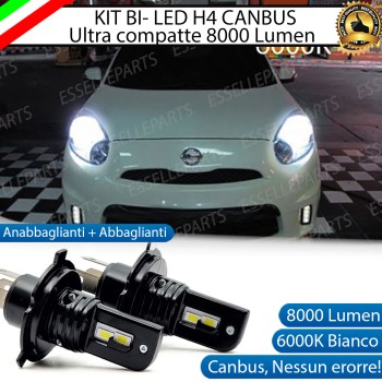 Kit Full LED H4 Per Nissan Micra MK4 dal 06-2013 in poi 8000 Lumen Luce Bianca