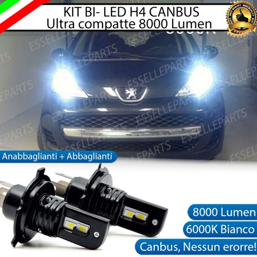 Kit LED H4 CANBUS 8000 Lumen 6000K Ghiaccio Per PEUGEOT 107