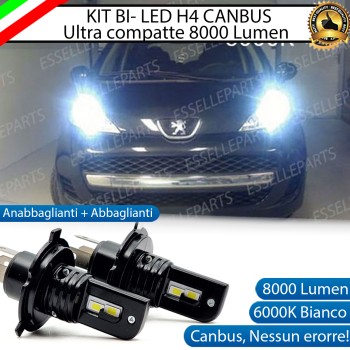 Kit LED H4 CANBUS 8000 Lumen 6000K Ghiaccio Per PEUGEOT 107