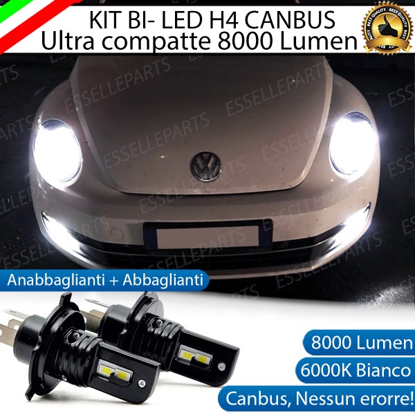 Kit Full LED H4 8000 Lumen 6000K Bianco Ghiaccio Per VW NEW BEETLE MK2