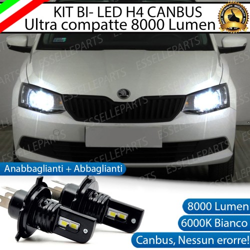 Kit Full LED H4 8000 Lumen 6000K Bianco SKODA FABIA MK3 con fari a parabola