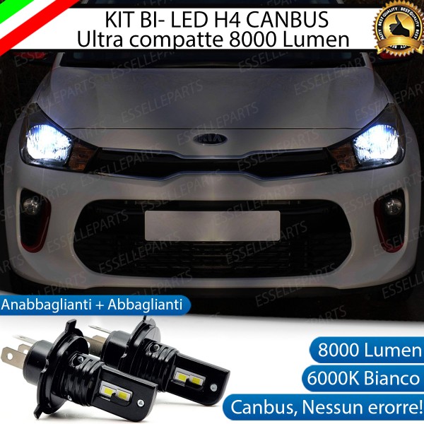 Kit Full LED H4 CANBUS 8000 Lumen 6000K Bianco Ghiaccio Per KIA RIO 4