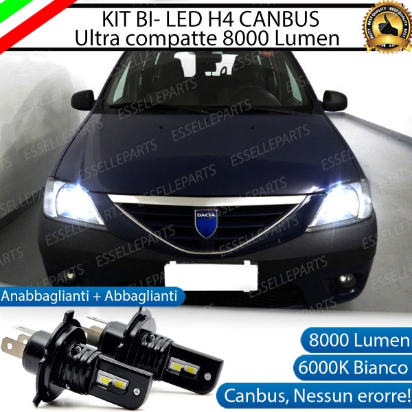 Kit Full LED H4 CANBUS 8000 Lumen 6000K Bianco Ghiaccio Per DACIA LOGAN