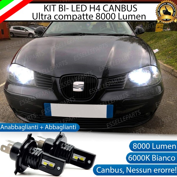 Kit Full LED H4 8000 Lumen 6000K Bianco SEAT IBIZA 6L con Fari a parabola singola