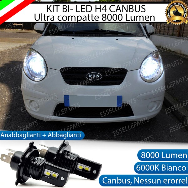 Kit Full LED H4 CANBUS 8000 Lumen 6000K Bianco Ghiaccio Per KIA PICANTO