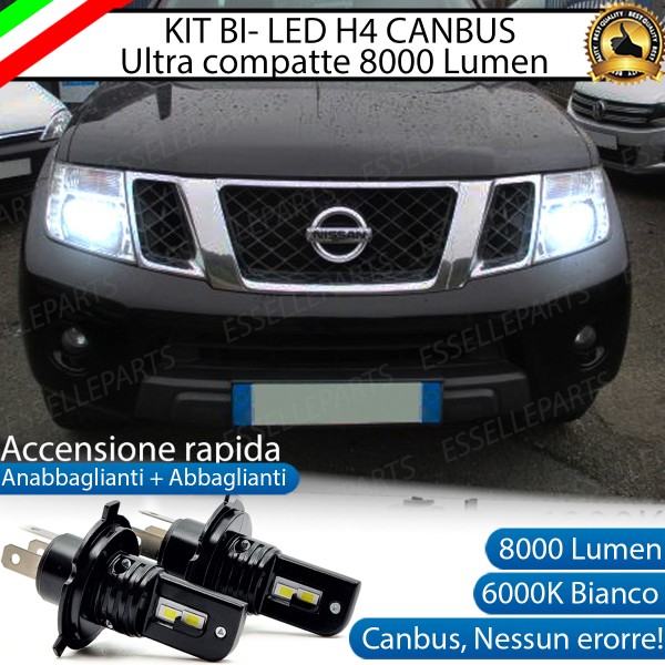 Kit Full LED H4 8000 Lumen 6000K Bianco Ghiaccio Per Nissan Navara D40