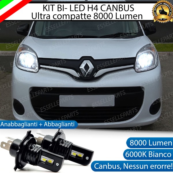 Kit Full LED H4 8000 Lumen 6000K Bianco Ghiaccio Per RENAULT KANGOO 2
